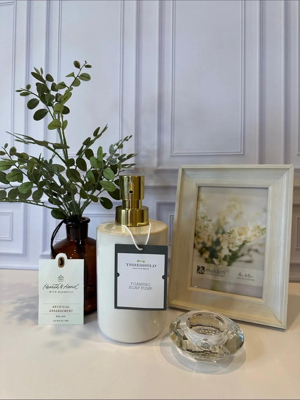 Target Ceramic Soap Dispenser, faux plant & frame Green Box Set #1